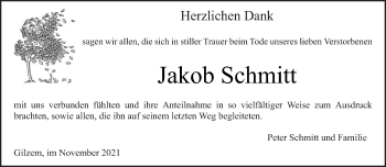 Todesanzeige von Jakob Schmitt von trierischer_volksfreund