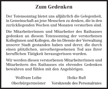 Todesanzeige von Rathaus Trier gedenkt von trierischer_volksfreund