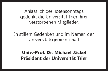 Todesanzeige von Universität Trier gedenkt von trierischer_volksfreund
