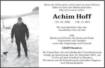 Todesanzeige von Achim Hoff von trierischer_volksfreund