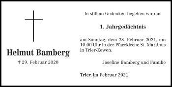 Todesanzeige von Helmut Bamberg von trierischer_volksfreund
