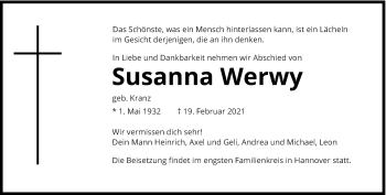 Todesanzeige von Susanna Werwy von trierischer_volksfreund