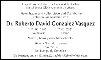 Todesanzeige von Roberto David  Gonzalez Vasquez von trierischer_volksfreund