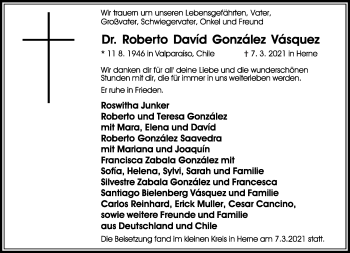 Todesanzeige von Roberto David  Gonzalez Vasquez von trierischer_volksfreund