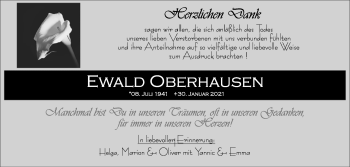 Todesanzeige von Ewald Oberhausen von trierischer_volksfreund