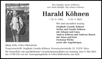 Todesanzeige von Harald Köhnen von trierischer_volksfreund