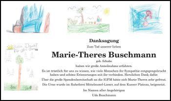 Todesanzeige von Marie-Theres Buschmann von trierischer_volksfreund