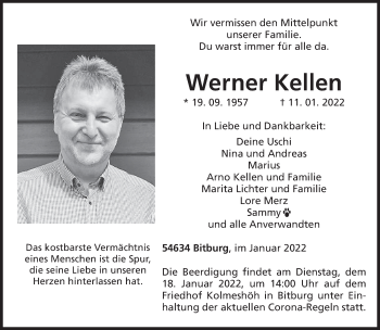 Todesanzeige von Werner Kellen von trierischer_volksfreund