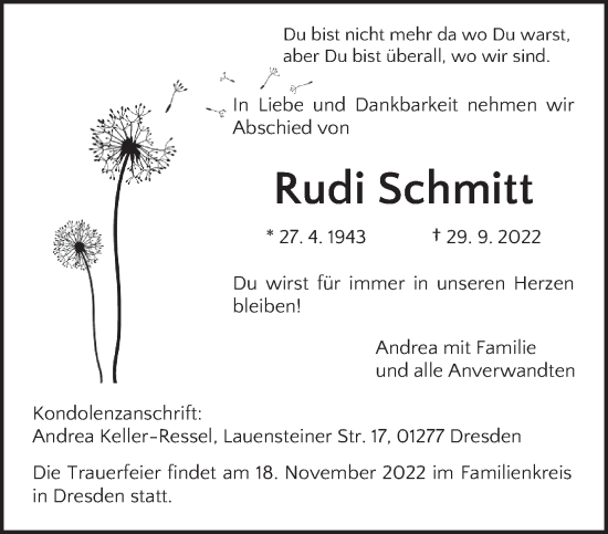 Todesanzeige von Rudi Schmitt von trierischer_volksfreund