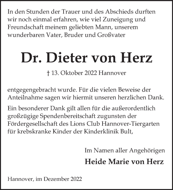 Todesanzeige von Dieter von Herz von trierischer_volksfreund