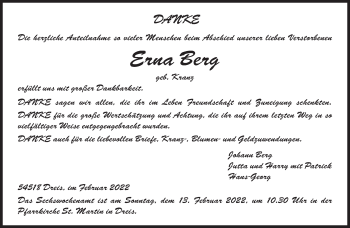 Todesanzeige von Erna Berg von trierischer_volksfreund