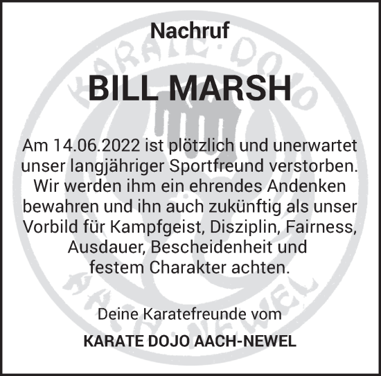 Todesanzeige von Bill Marsch von trierischer_volksfreund