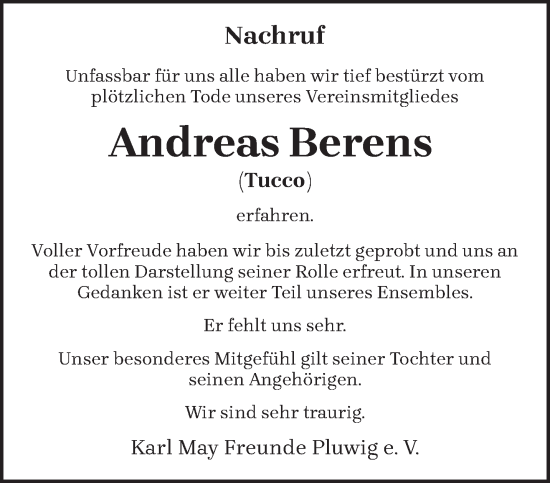 Todesanzeige von Andreas Berens von trierischer_volksfreund