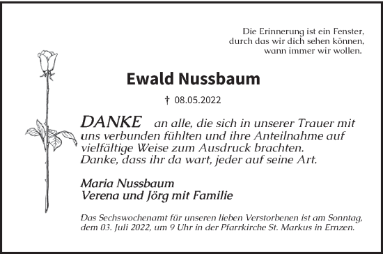 Todesanzeige von Ewald Nussbaum von trierischer_volksfreund