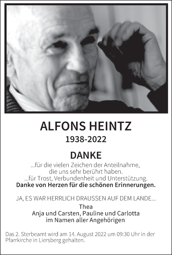 Todesanzeige von Alfons Heintz von trierischer_volksfreund