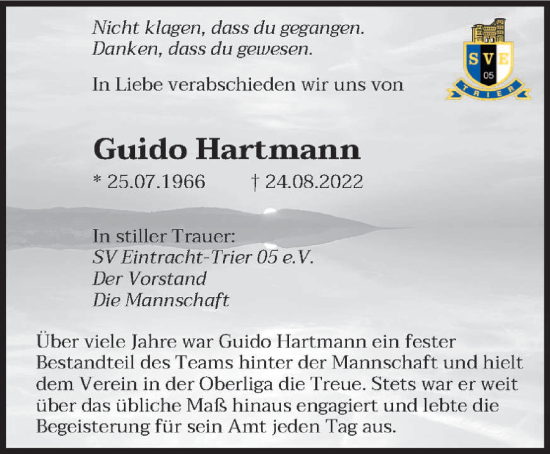 Todesanzeige von Guido Hartmann von trierischer_volksfreund