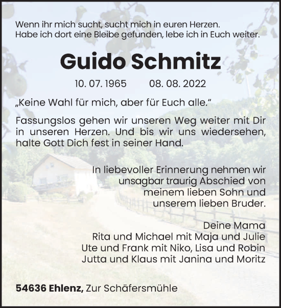 Todesanzeige von Guido Schmitz von trierischer_volksfreund