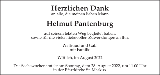 Todesanzeige von Helmut Pantenburg von trierischer_volksfreund
