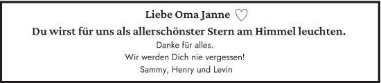 Todesanzeige von Janne  von trierischer_volksfreund