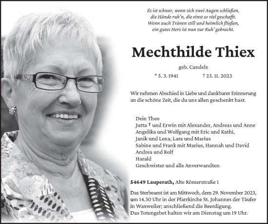 Todesanzeige von Mechthilde Thiex von trierischer_volksfreund