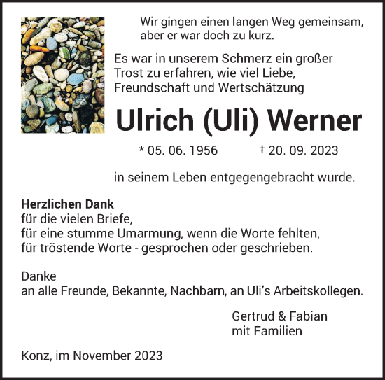 Todesanzeige von Ulrich  Werner von trierischer_volksfreund
