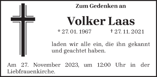 Todesanzeige von Volker Laas von trierischer_volksfreund