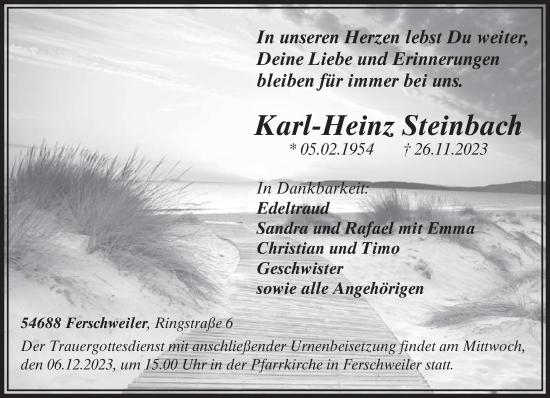 Todesanzeige von Karl-Heinz Steinbach von trierischer_volksfreund