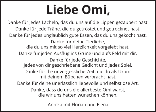 Todesanzeige von Omi  von trierischer_volksfreund