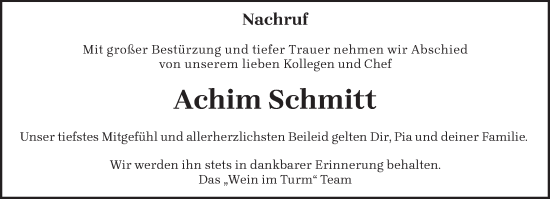 Todesanzeige von Achim Schmitt von trierischer_volksfreund