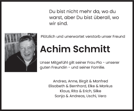 Todesanzeige von Achim Schmitt von trierischer_volksfreund