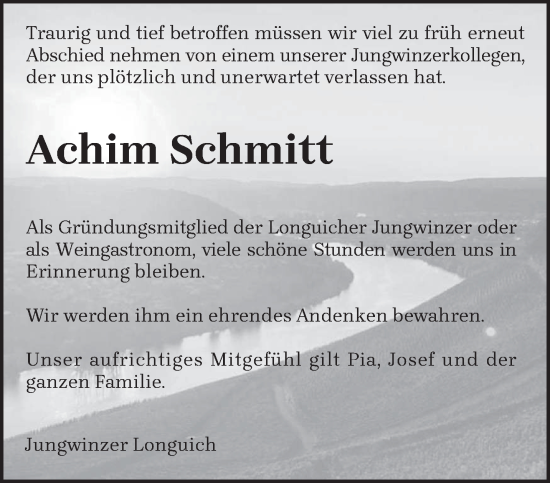 Todesanzeige von Achim Schmitt von trierischer_volksfreund