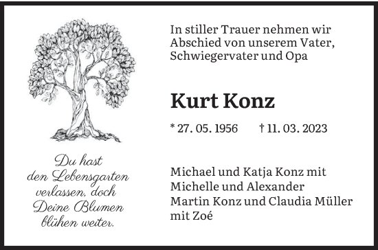 Todesanzeige von Kurt Konz von trierischer_volksfreund
