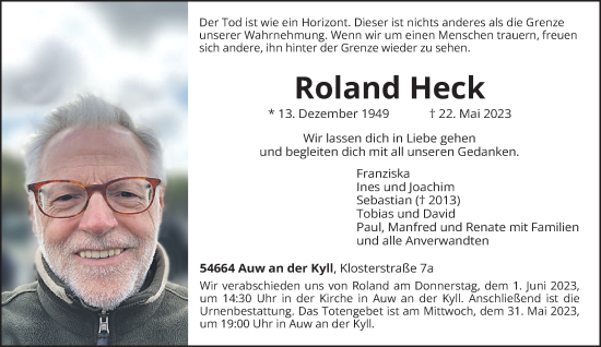 Todesanzeige von Roland Heck von trierischer_volksfreund