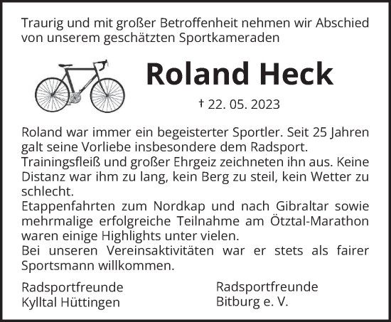 Todesanzeige von Roland Heck von trierischer_volksfreund
