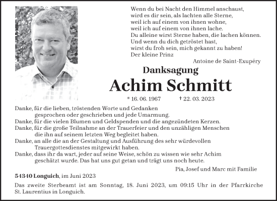 Todesanzeige von Achim Schmitt von trierischer_volksfreund