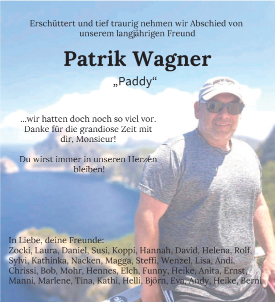 Todesanzeige von Patrik Wagner von trierischer_volksfreund