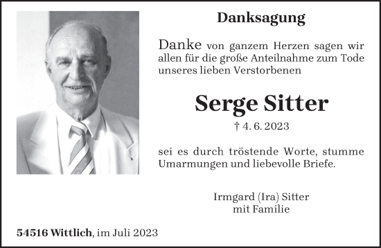 Todesanzeige von Serge Sitter von trierischer_volksfreund