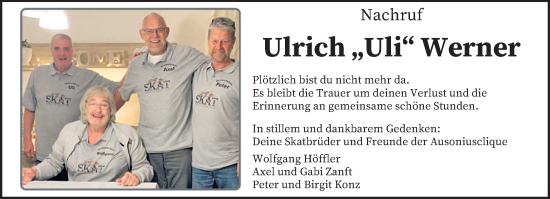 Todesanzeige von Ulrich Werner von trierischer_volksfreund