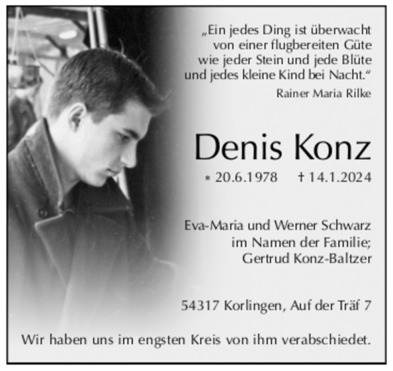 Todesanzeige von Denis Konz von trierischer_volksfreund