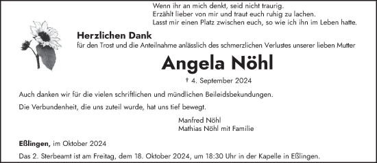 Todesanzeige von Angela Nöhl von trierischer_volksfreund