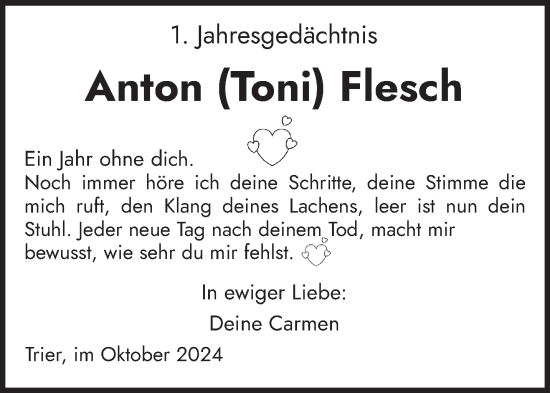 Todesanzeige von Anton  Flesch von trierischer_volksfreund