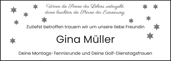 Todesanzeige von Gina Müller von trierischer_volksfreund