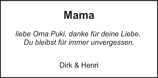 Todesanzeige von Mama  von trierischer_volksfreund