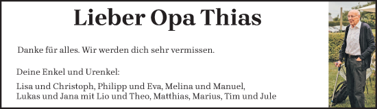 Todesanzeige von Opa Thias  von trierischer_volksfreund