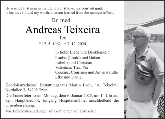 Todesanzeige von Andreas Teixeira von trierischer_volksfreund