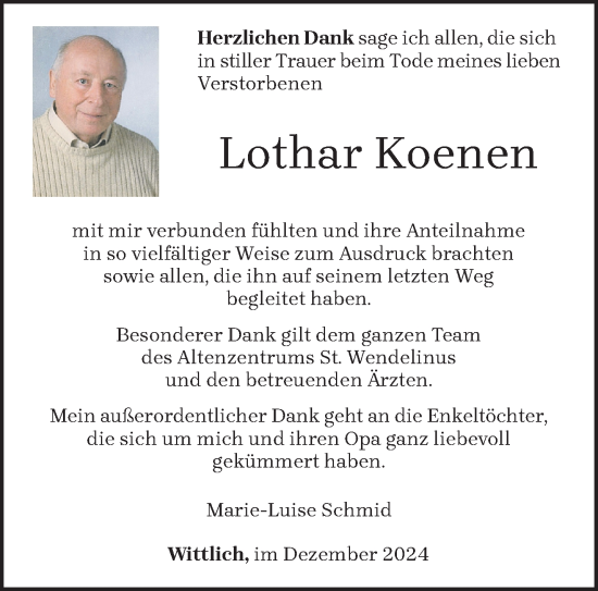 Todesanzeige von Lothar Koenen von trierischer_volksfreund