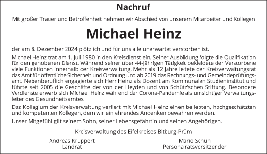 Todesanzeige von Michael Heinz von trierischer_volksfreund