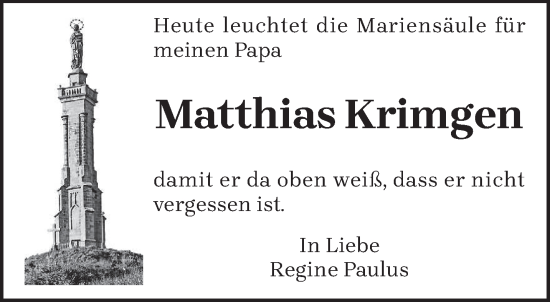 Todesanzeige von Matthias Krimgen von trierischer_volksfreund