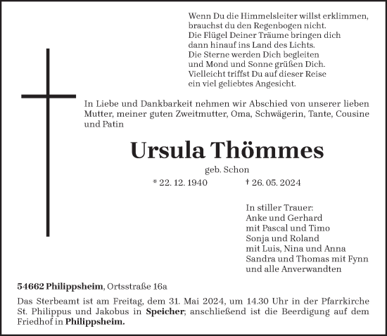 Todesanzeige von Ursula Thömmes von trierischer_volksfreund