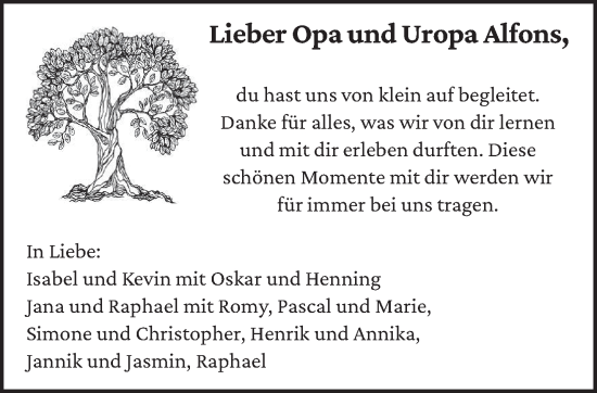 Todesanzeige von Alfons  von trierischer_volksfreund